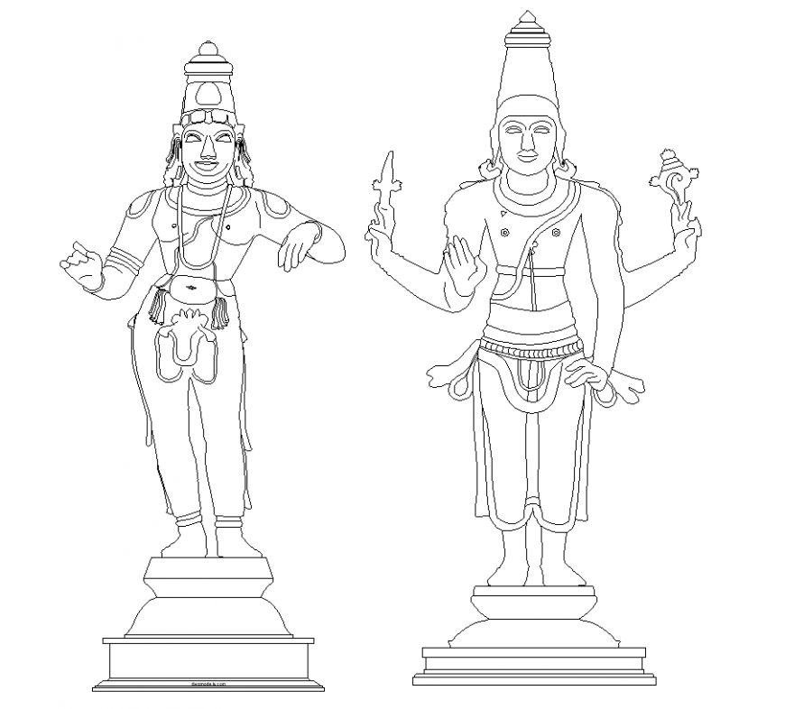 Hindu Deities CAD DWG Blocks for Interior Design and Temple Layouts