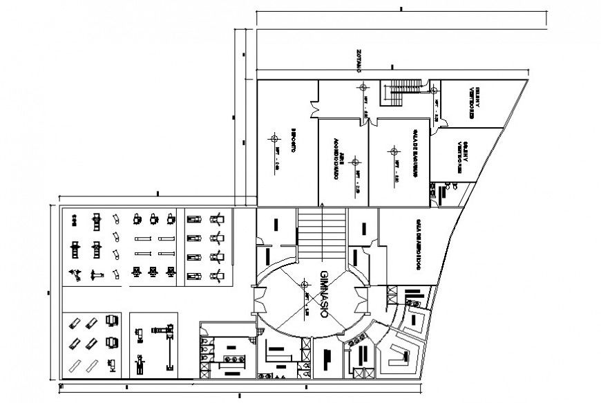 Hiper market with gym autocad softwar