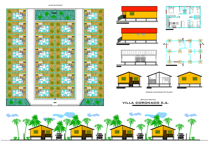 Holiday complex tent house resort detailed architecture project dwg file