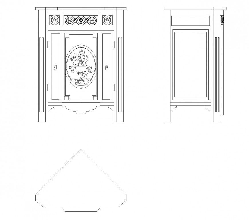 Home Corner Cabinet CAD Block layout file