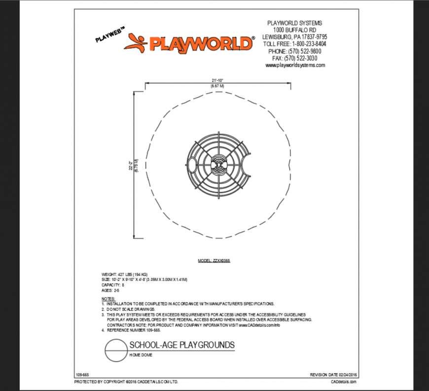 Home dome top view play area play equipment design details dwg file