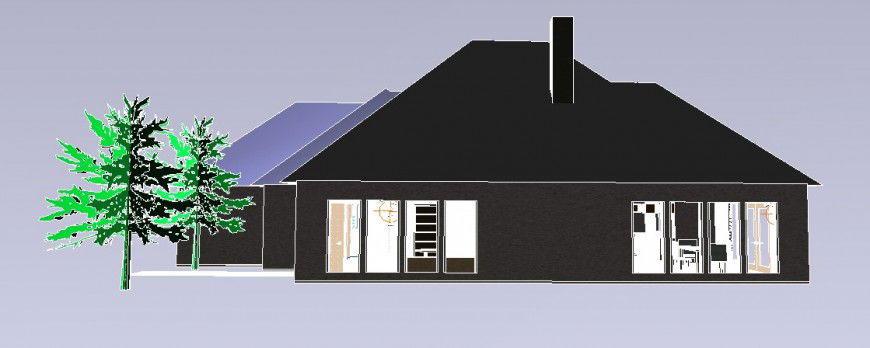 Home elevation with tree position in AutoCAD file