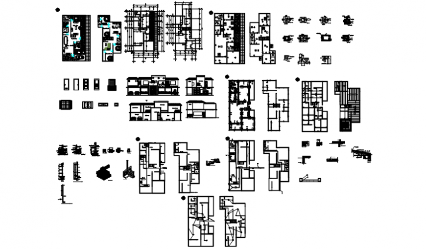 Home floor plan elevation with detail in auto cad file
