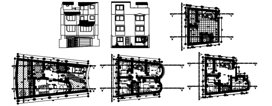 Home plan and elevation in auto cad software file