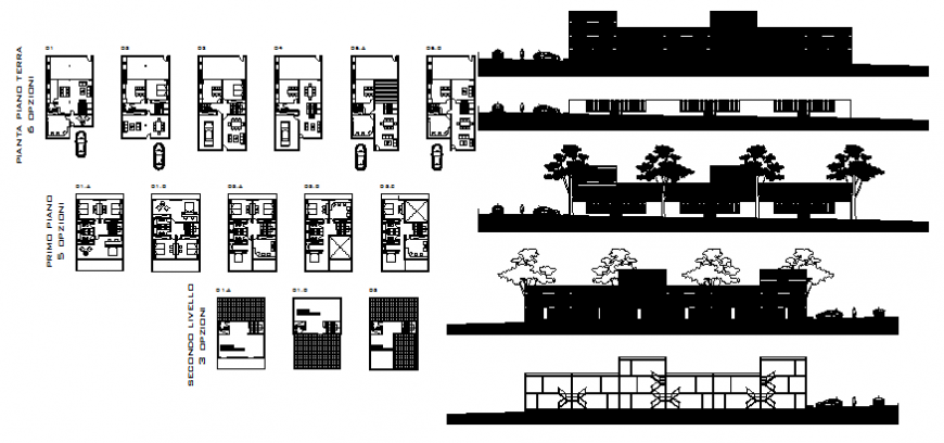 Home plan and elevation part of architectural work dwg file