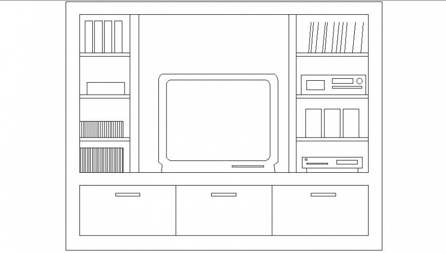 Home theater cabinet  front view in auto cad