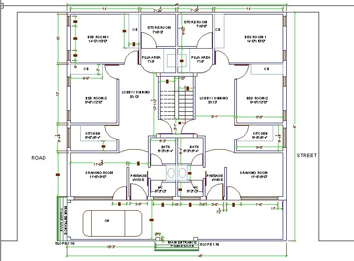 Residential Interior Home floor Plan Design JPEG CAD Block Layout
