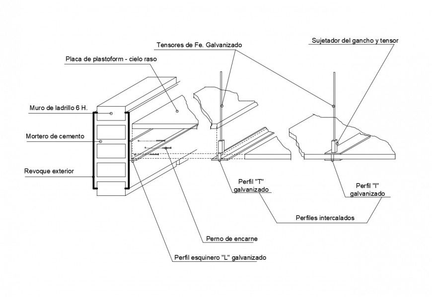 Hook and Tension of Brick Wall Support | AutoCAD Construction