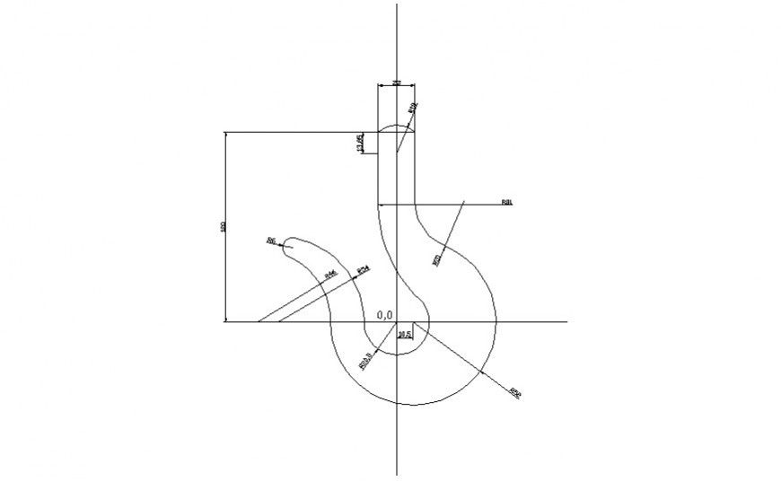 Hook machinery blocks detail elevation 2d drawing in autoacd file