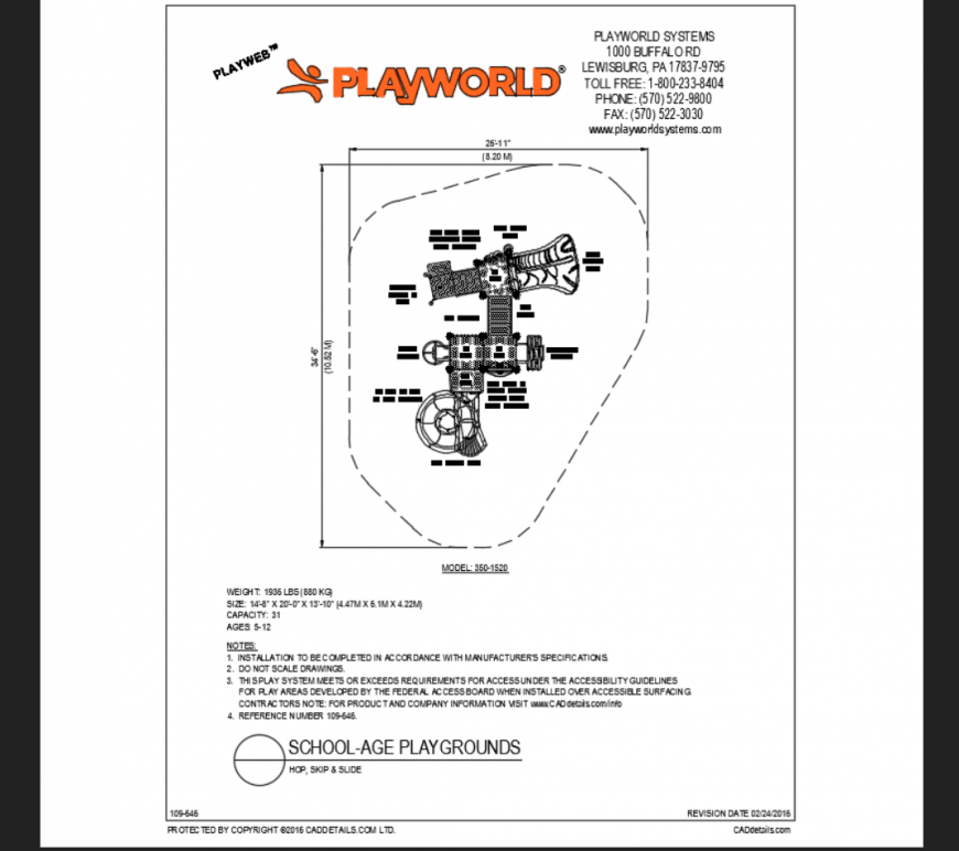 Hop, skip and slide play area design structure details of school play ground dwg file