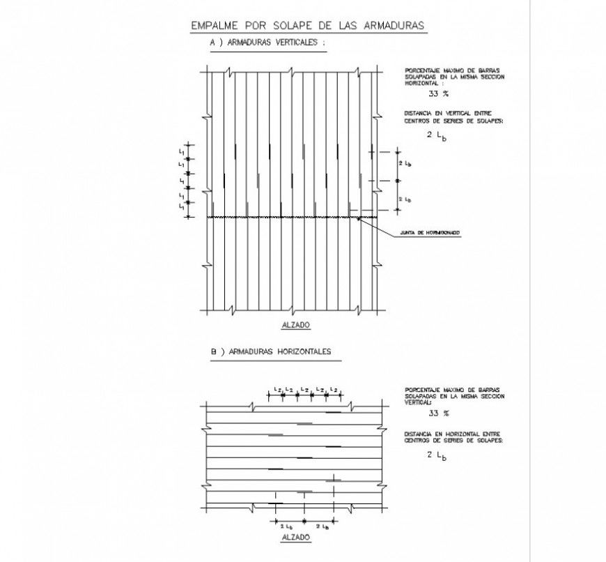 Horizontal and vertical bars details in autocad file