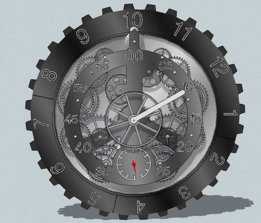 Horloge avec mechanism 3sd drawing in skp file.