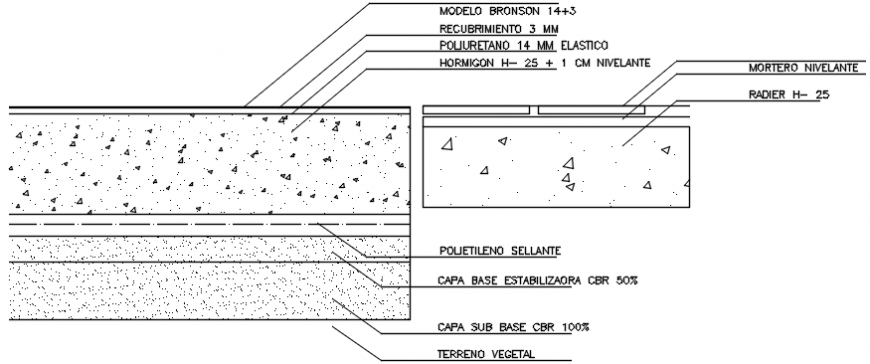 Hormigon wall constructive structure details dwg file