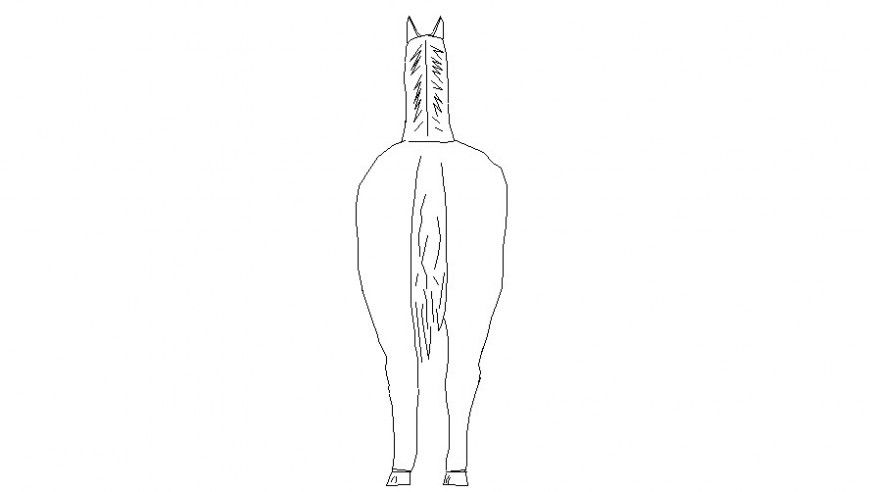 Horse back side view of animal block in AutoCAD file