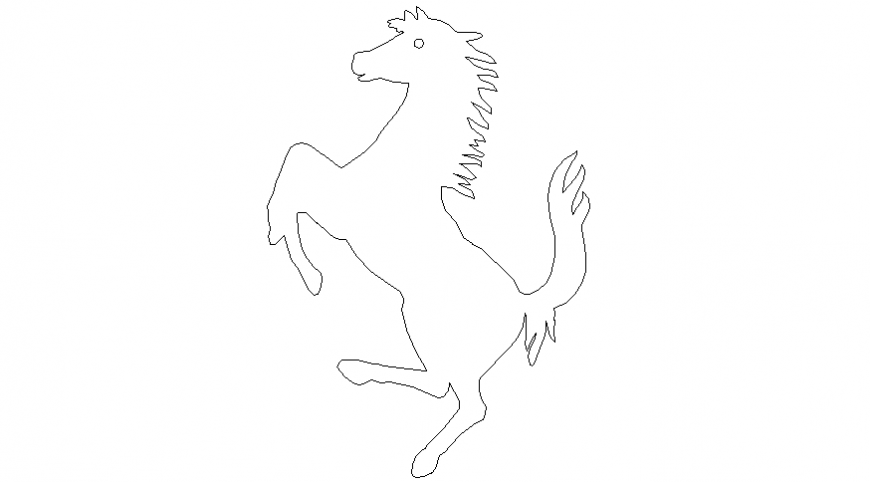 Horse of circus standing on one leg with animal block dwg file