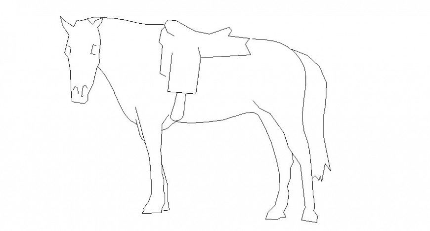 Horse side view of animal block in AutoCAD file