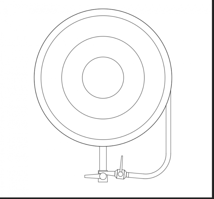 Hose reel top view cad block design dwg file