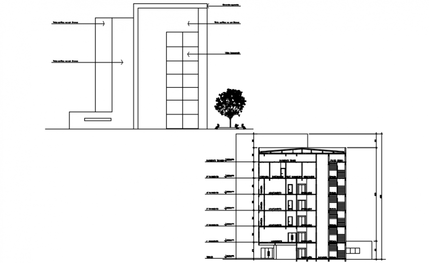 Hospital elevation view in AutoCAD software