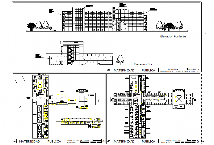 Hospital First floor and mezzanine floor Plan & Elevation Detail