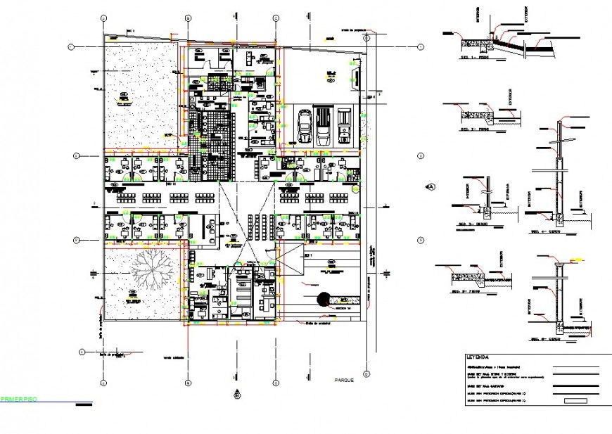 Hospital architectural plan in dwg AutoCAD file.