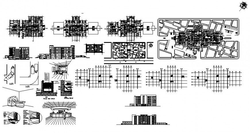 Hospital area detail with plan and elevation in auto cad file