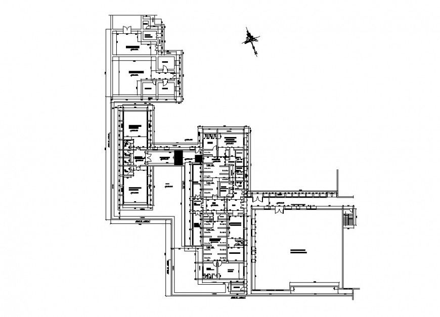 Hospital building architecture distribution plan cad drawing details dwg file