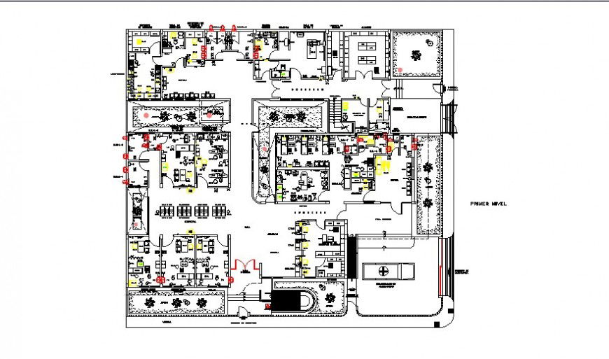 Hospital building detail 2d view layout plan in autocad format