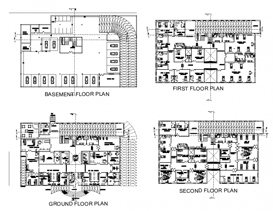Hospital building detail elevation layout dwg file