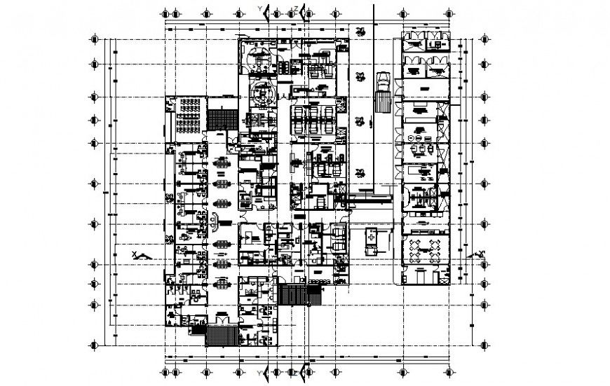 Hospital building details work plan 2d view drawing autocad file