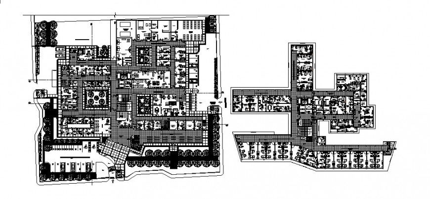 Hospital building distribution and first floor plan cad drawing details dwg file