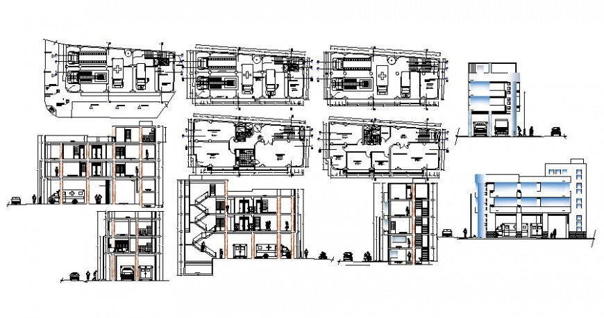 Hospital building drawing details in autocad software