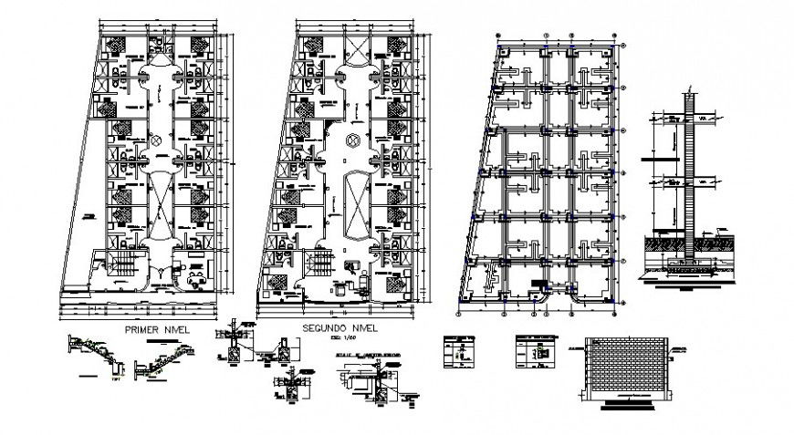Hospital building floor plan drawing in dwg file.