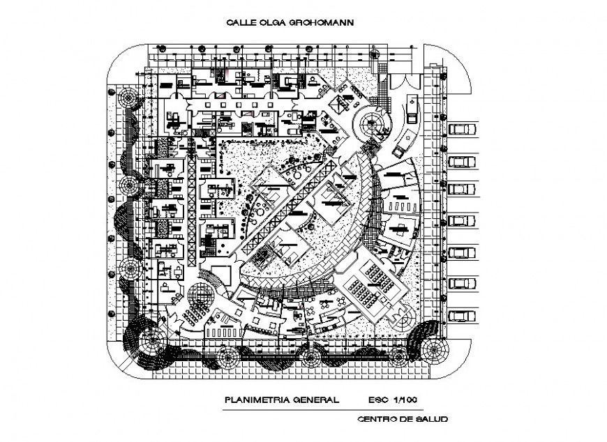 Hospital building general planimetry layout cad drawing details dwg file
