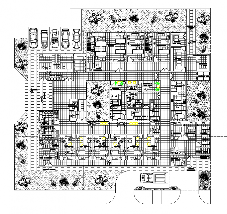 Hospital building structural layout autocad file