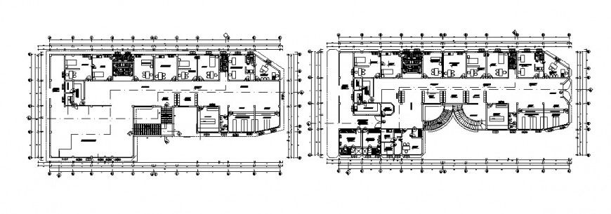 Hospital building two floors distribution layout plan cad drawing details dwg file