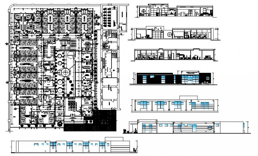 Hospital building units details plan drawing 2d view dwg file