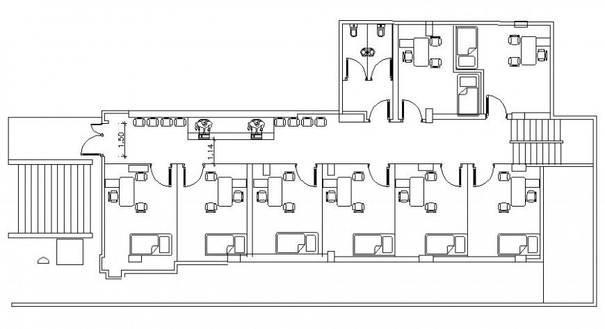 Hospital building units work plan 2d drawing in dwg format