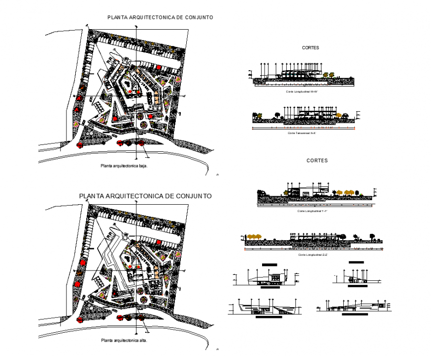 Hospital clinic building structure detail 2d view plan, elevation and sectional layout dwg file