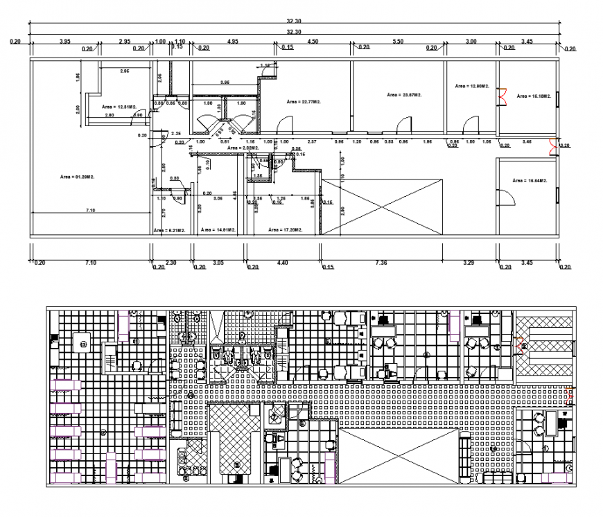 Hospital clinic detail plan layout 2d view dwg file
