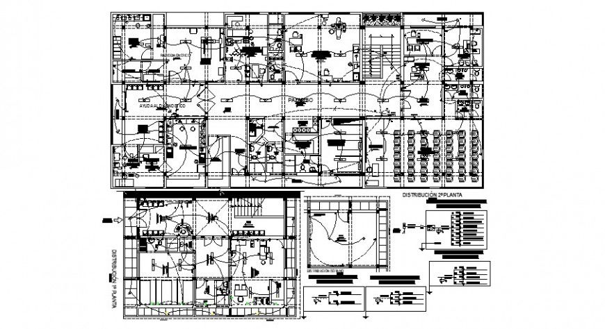 Hospital clinic floor electric installation and layout plan details dwg file