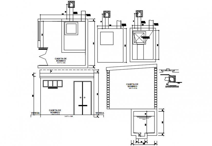 Hospital clinic section, plan and auto-cad drawing details dwg file
