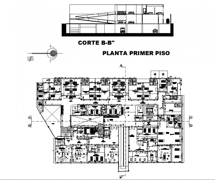 Hospital design plan drawing in dwg file.