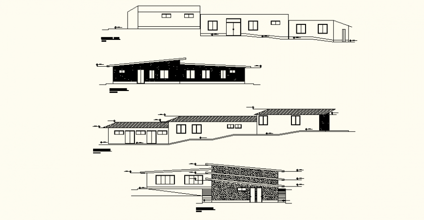 Hospital detail exterior sectional elevation drawing in dwg AutoCAD file.