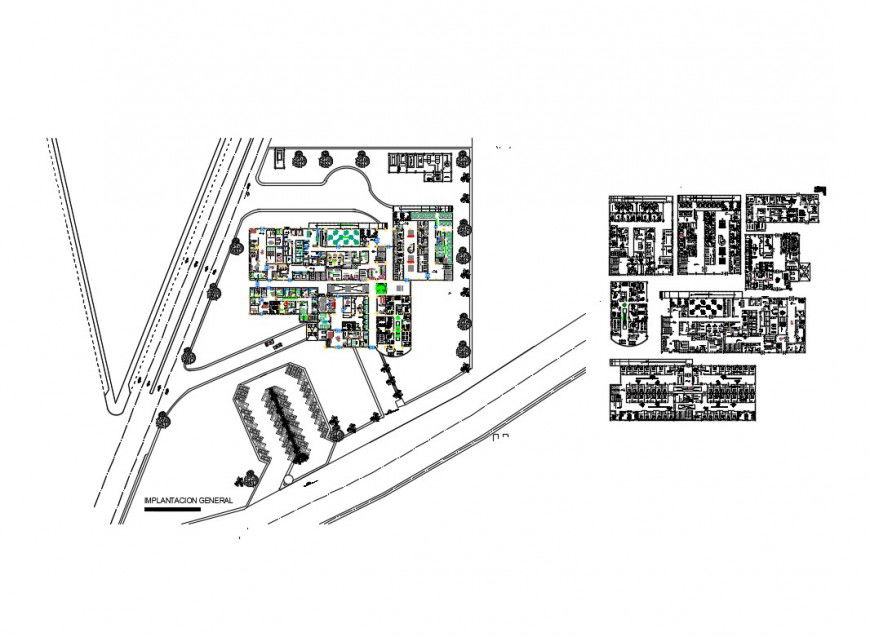 Hospital distribution and floor plan cad drawing details dwg file