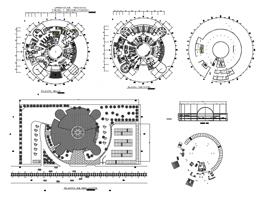 Hospital distribution plan, floor plan and auto-cad details dwg file