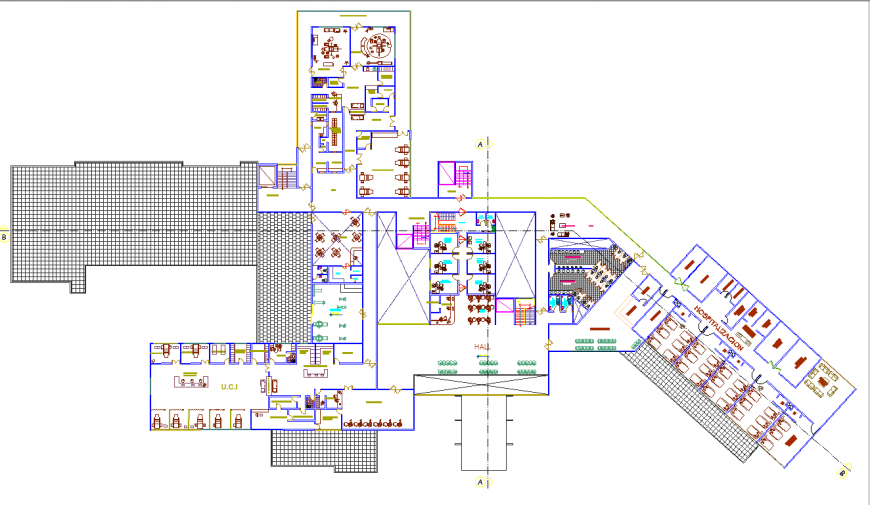 Hospital drawing floor plan in dwg file.