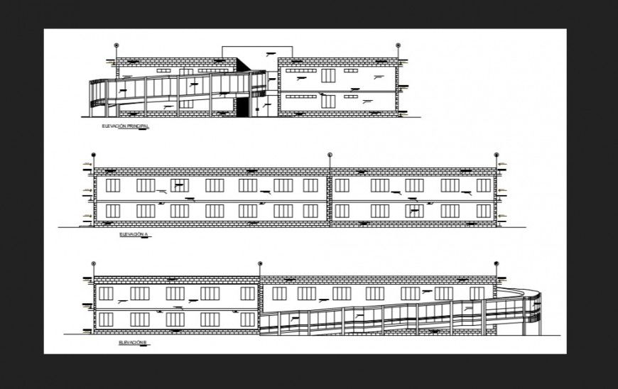 Hospital elevation dwg file in Autocad format