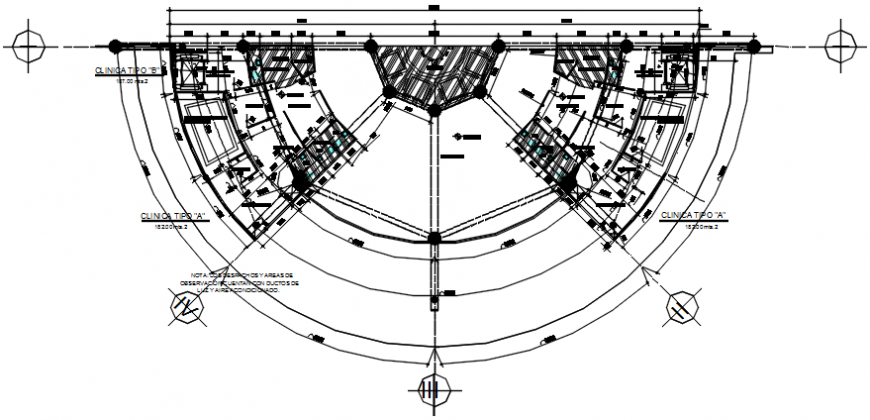Hospital fifth floor plan type B in AutoCAD file