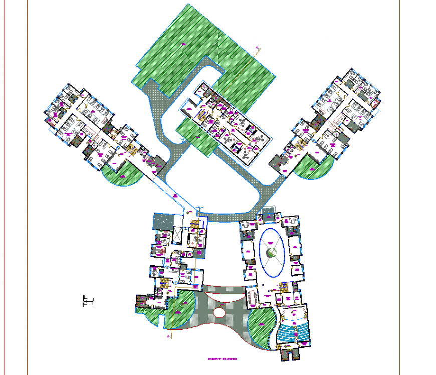 Hospital first floor plan autocad file