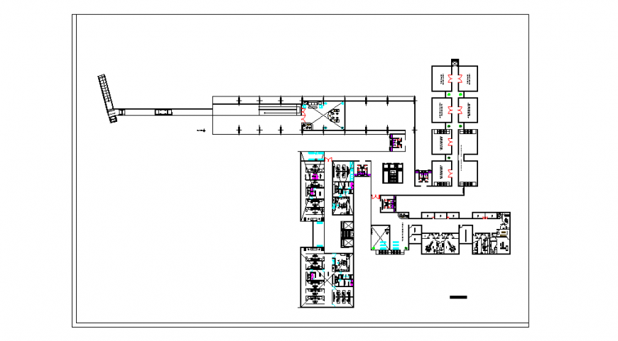 Hospital Floor Lay-out design in Autocad Drawing